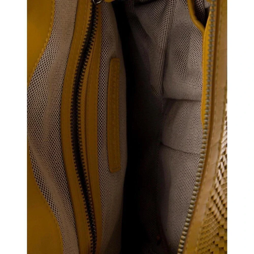 Diane von Furstenberg Yellow Woven‎ Leather Studded Shoulder Bag